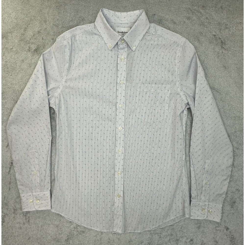 Goodfellow & Co Men’s Shirt M Blue Dot Stripe Slim Fit Stretch Non-Iron NWT !